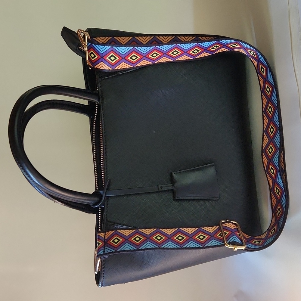 Zara Basics Black Bag with Guitar Strap NWOT
